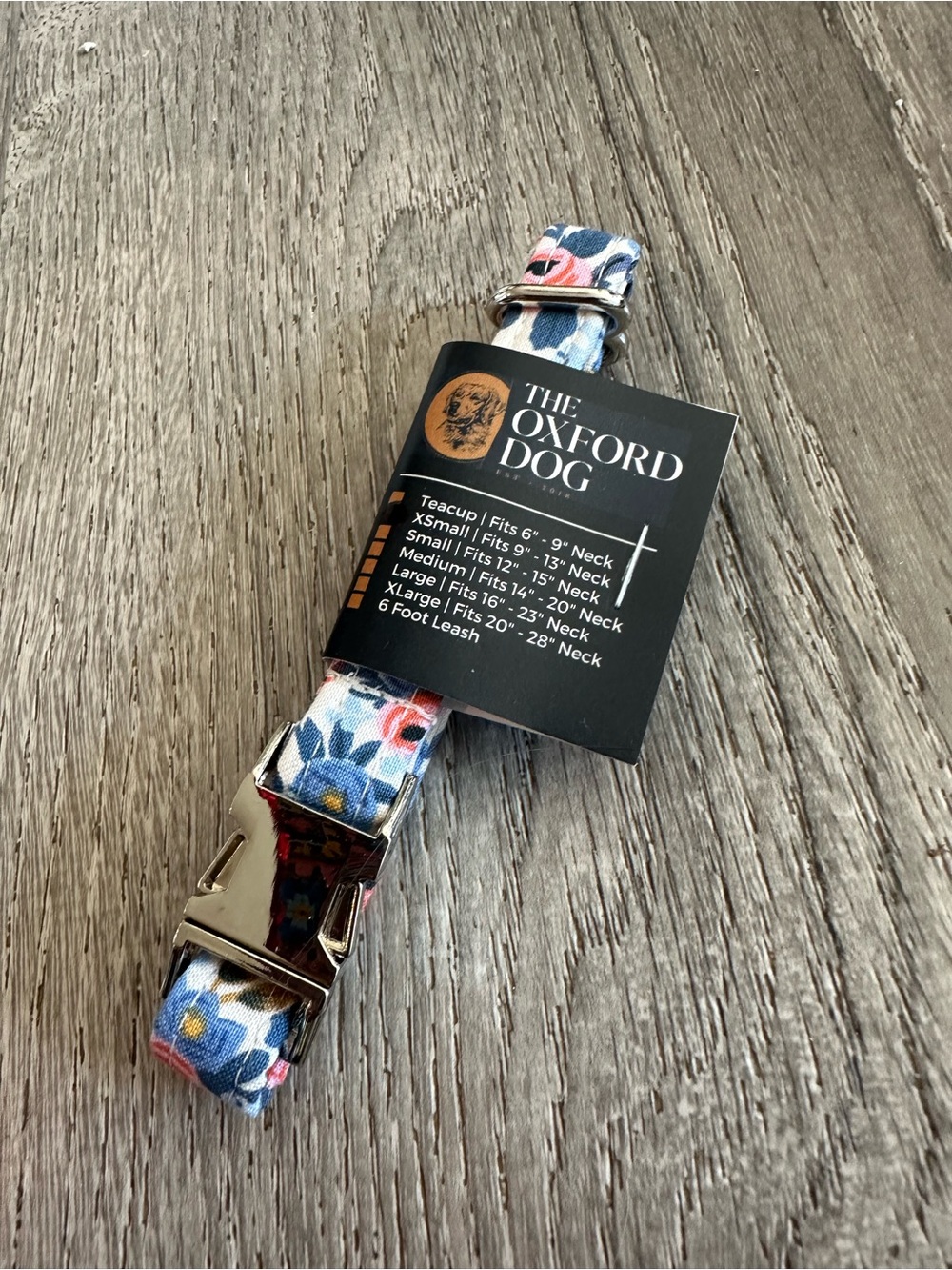 Floral Blue Dog Collar - Blue/Pink